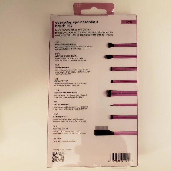 Real Techniques 8-Piece Eye Makeup Brushes Metallic Shading Crease Lash Sep - Picture 3 of 4